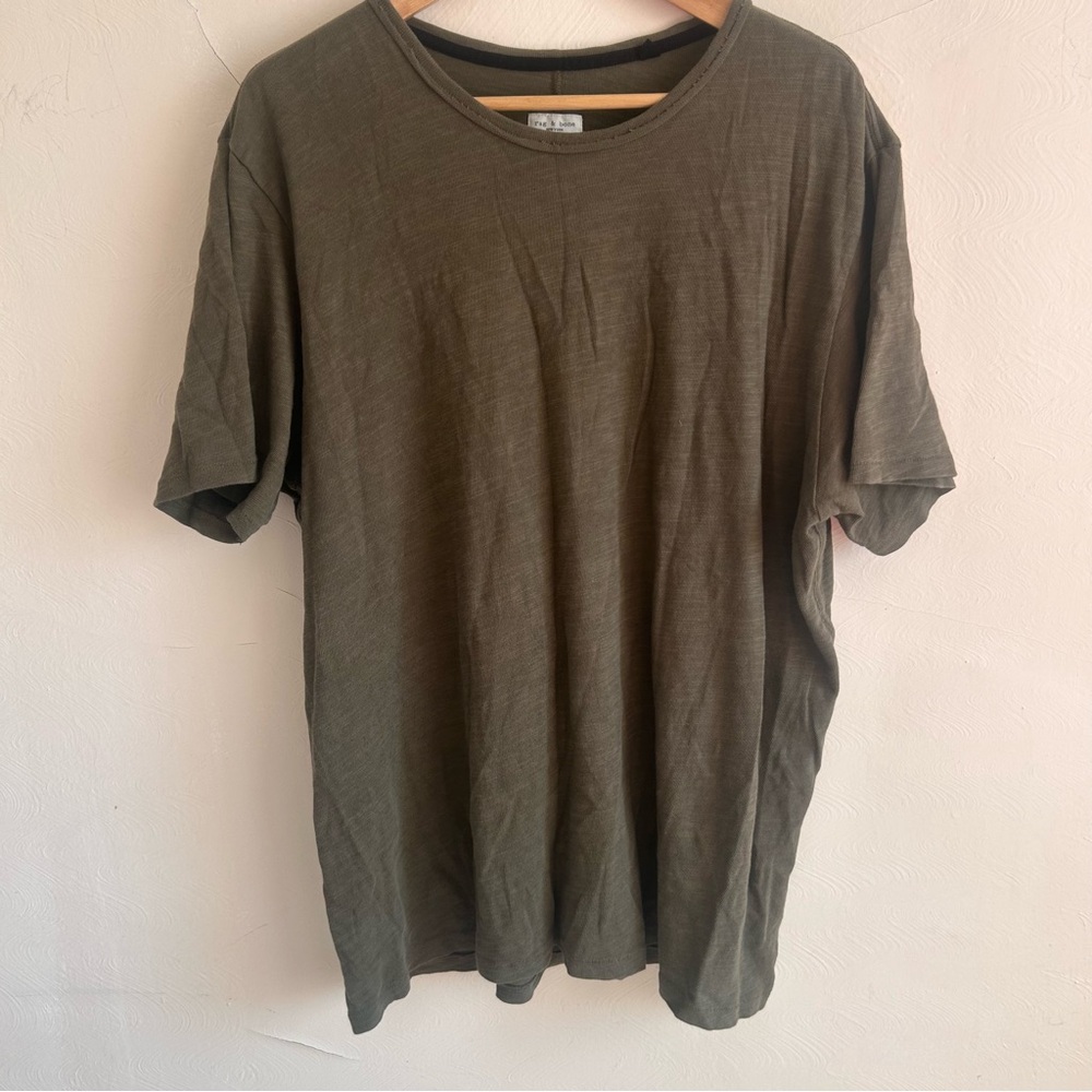 rag & bone Olive Green Slub Organic Pima Cotton Tee - XL
